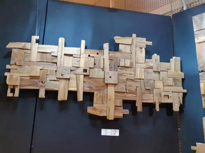 Hiasan dinding ruang tamu seni Abstrak dari kayu