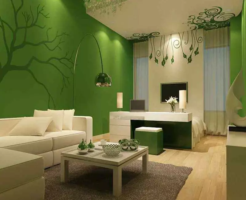 desain ruang tamu minimalis hijau