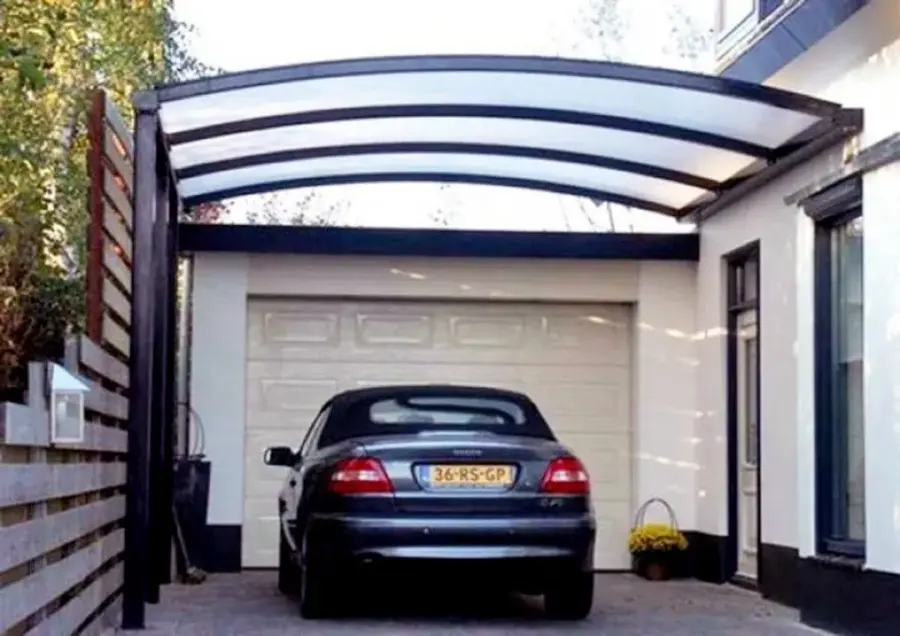 model garasi mobil dengan atap melengkung