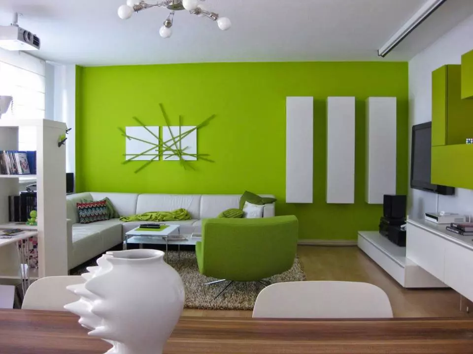 ruang tamu minimalis hijau