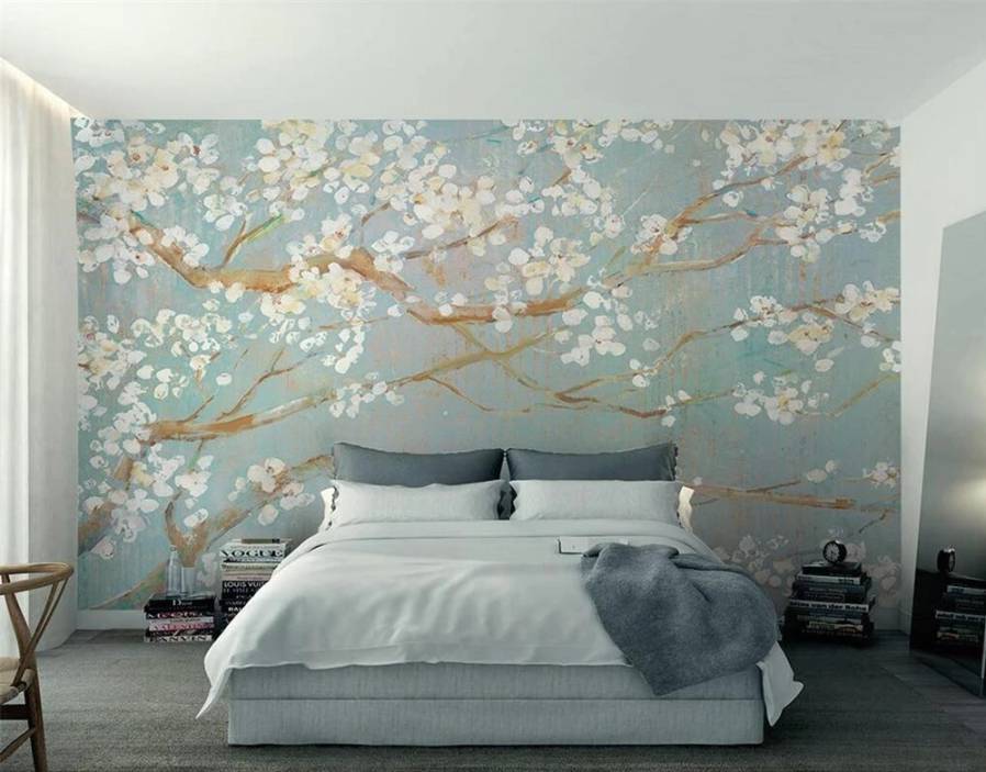 wallpaper dinding motif bunga sakura