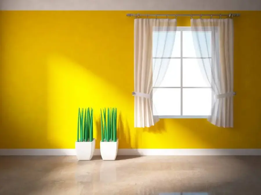 warna gorden yang cocok untuk dinding kuning
